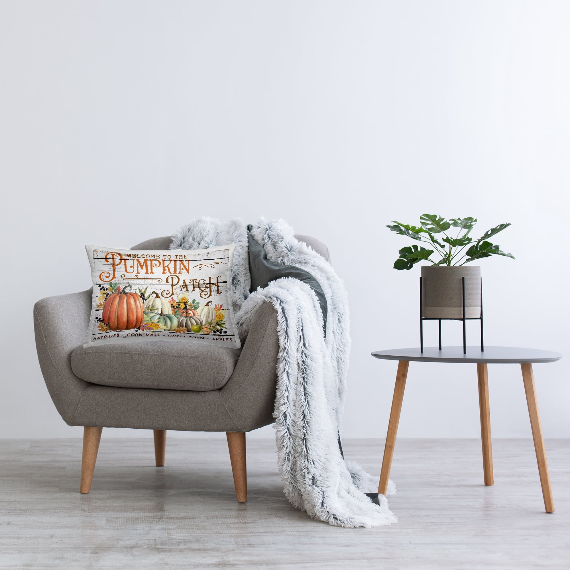Stupell Industries Welcome Pumpkin Patch Decorative Printed Throw Pillow, 14 x 20