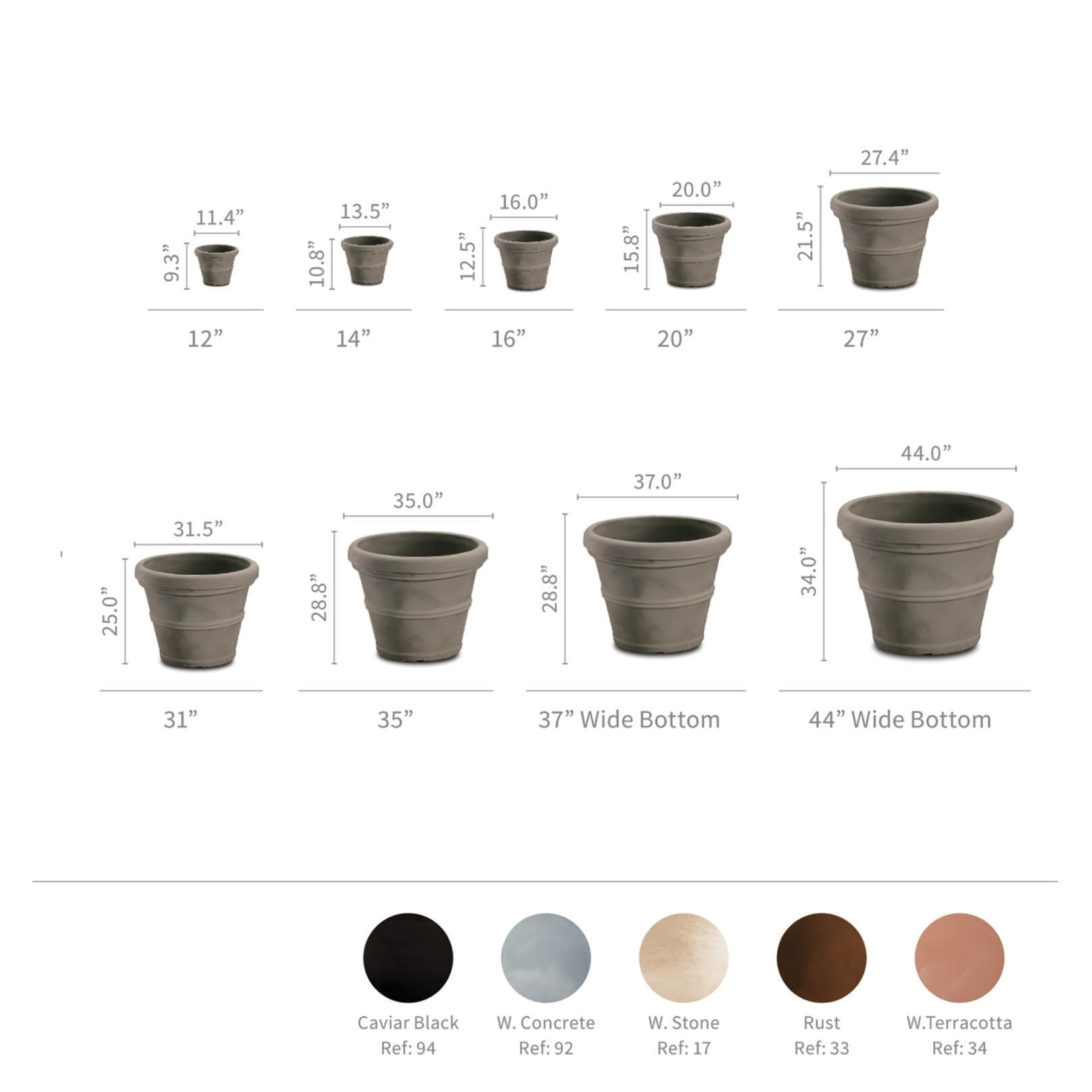 Crescent Garden Brunello Classic Round Planter Weathered Terracotta 12"