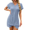 thumbnail image 2 of Ovbmpzd Fancy Dresses for Women 2026 Mini Blue Dress V Neck Short Sleeve Dresses Long Dresses for Women Casual XXL, 2 of 9