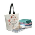 thumbnail image 2 of FORMRS Womens Canvas Tote Bag with Zipper Inner Pocket Shoulder Handbag, Red Flower, 2 of 7