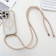 thumbnail image 3 of Estuche de lujo con cordón para collar cruzado, cordón magnético chapado, transparente, para iPhone 14, 11, 12, 13, 15 Pro Max, funda blanda Magsafe, 3 of 5
