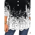thumbnail image 4 of FASHIONWT Women Elastic Bell Cuff Tops Henley Button Ruched Tunic Blouse, 4 of 4