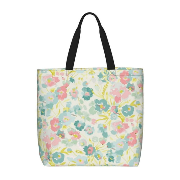 Pofeuu Watercolor Wildflowers Print Tote Bag for Women,Hobo HandBags with Zipper,Large Capacity Casual Shoulder Handbags with Inner Pockets