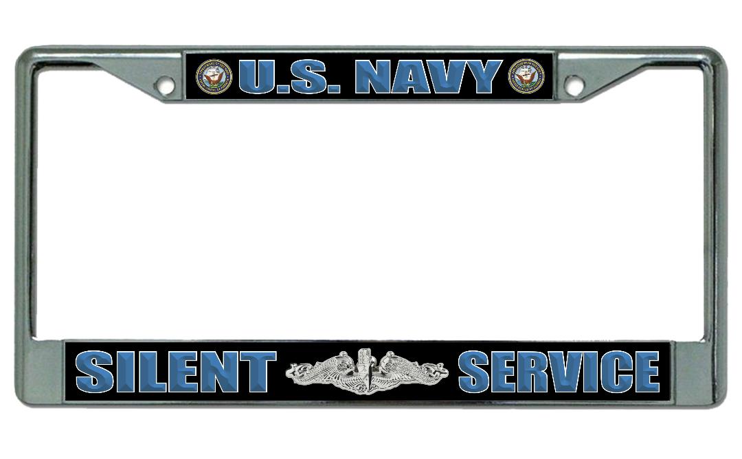 U.S. Navy Silent Service 2 Chrome License Plate Frame