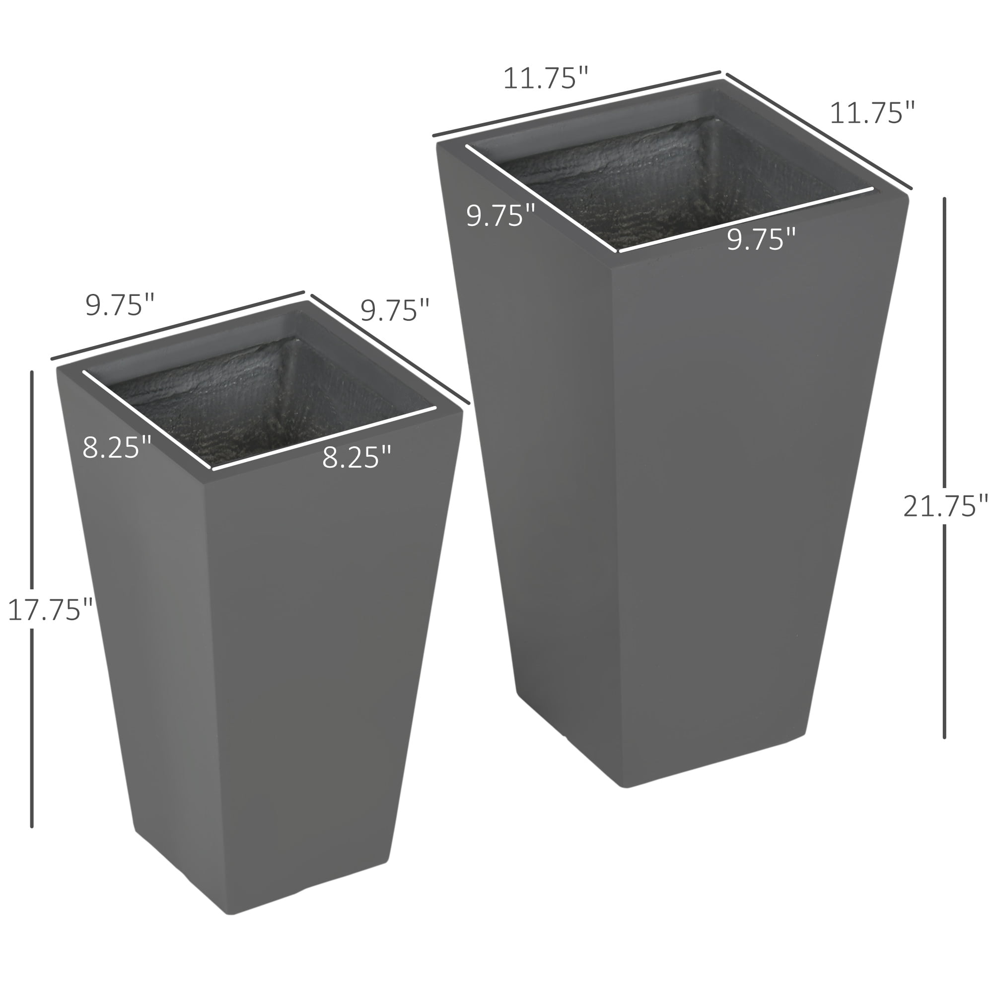 Plant Pot, 2-Pack Outdoor Planter Set, Durable & Stackable Flower Pots with Drainage Holes, for Porch, Entryway, Patio, Yard, Garden