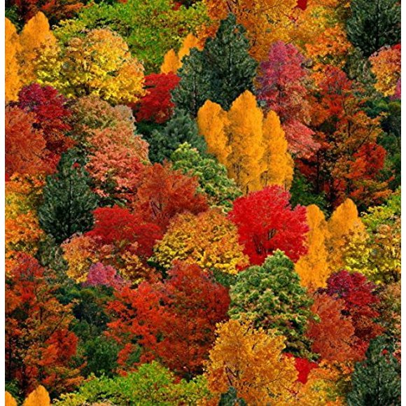 1 Yard Landscape Medley Elizabeth's Studio Autumn Trees 100% Cotton Quilt Fabric 309 Multi