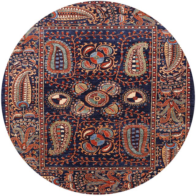 Ahgly Company Tapis d'Intérieur Rond Mid-Century Moderne Rose Pourpre Zone Orientale, 3' Rond