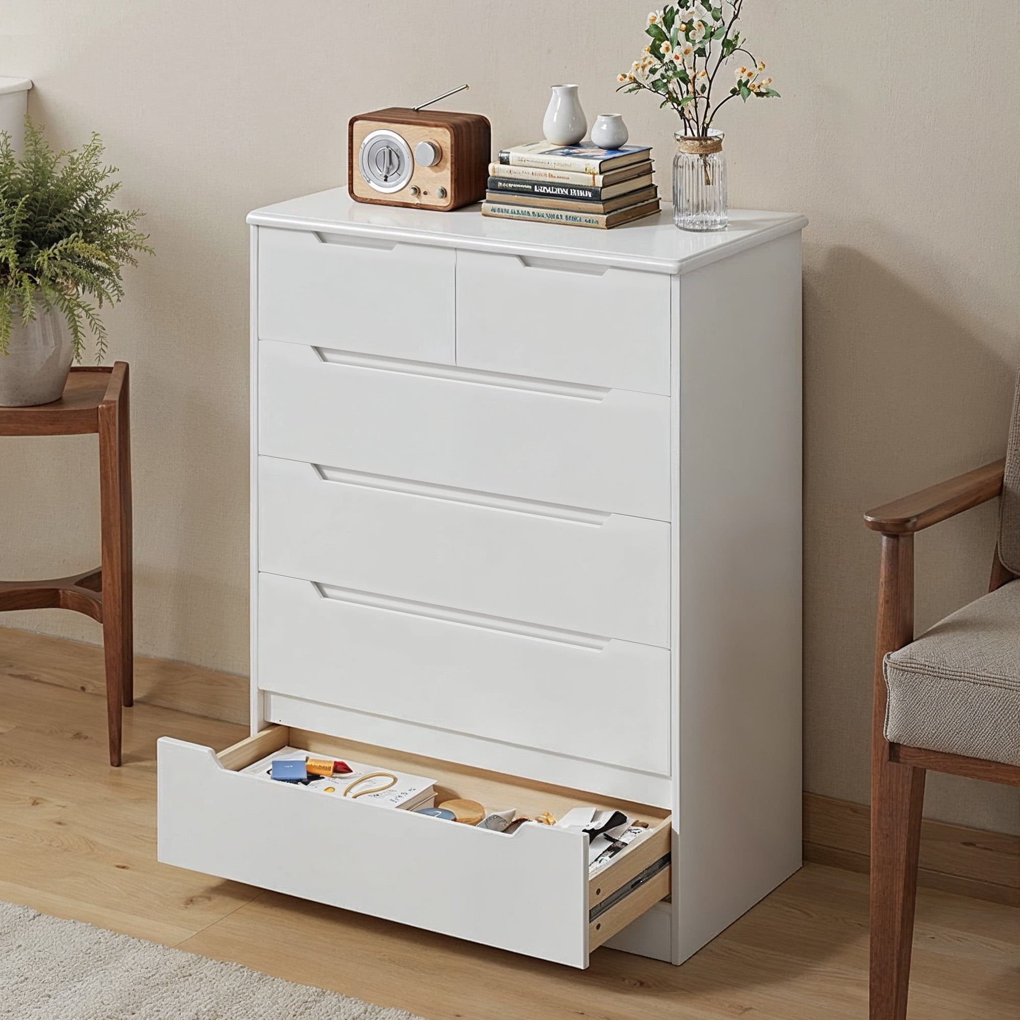 Complete 3-Piece White Bedroom Set: Queen Bed Frame and 2 Six-Drawer Dreesers, 850lb Capacity, Silent, Waterproof, and Tip-Over Resistant.