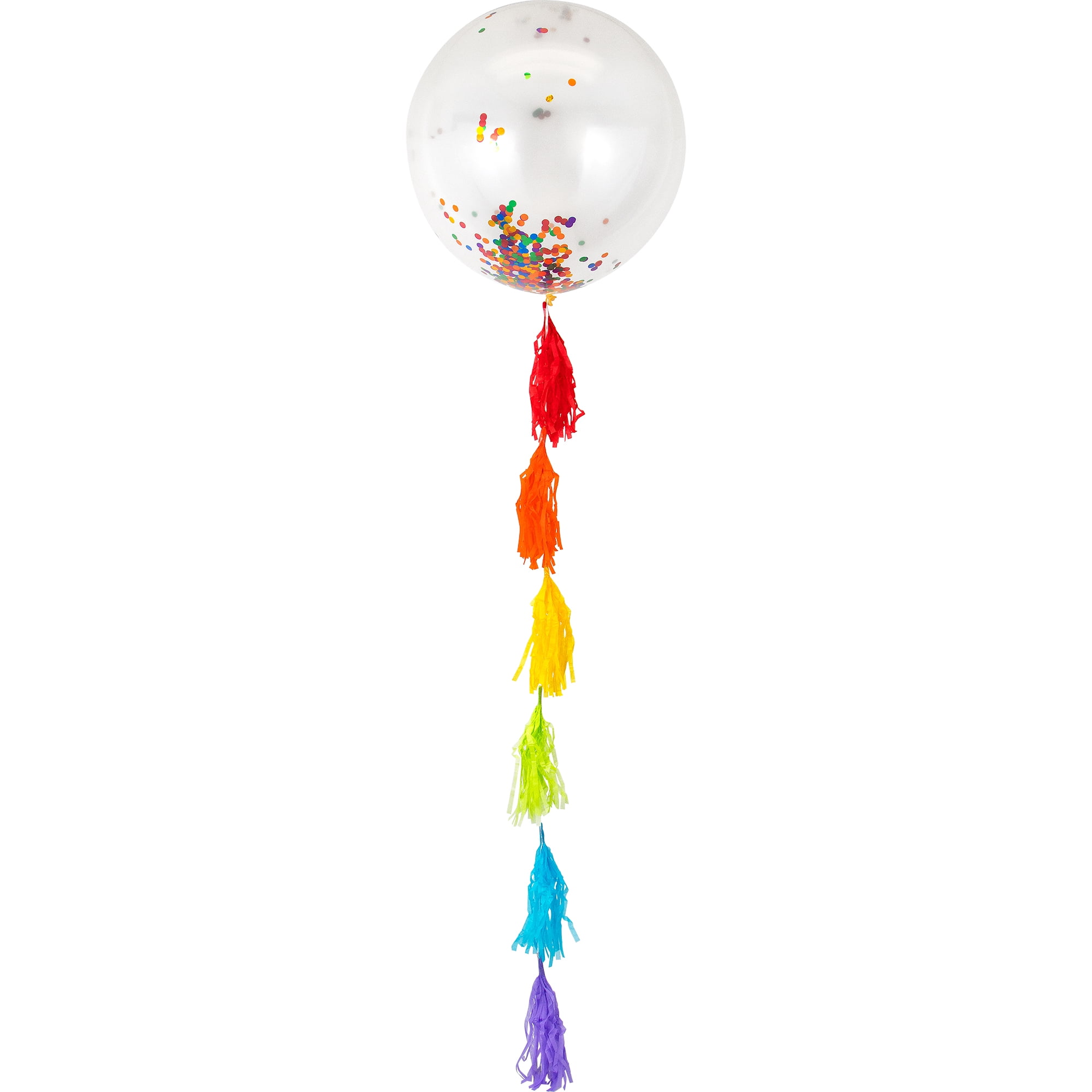 Way To Celebrate Rainbow Confetti Balloon With Tassels 1 Ct 42 Walmart Com