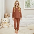 thumbnail image 2 of Byoo Tween Girl Outfit Set Ribbed Solid Long Sleeve Pullover Top Pants Knitted Sleepwear Soft Breathable Homewear, 2 of 4