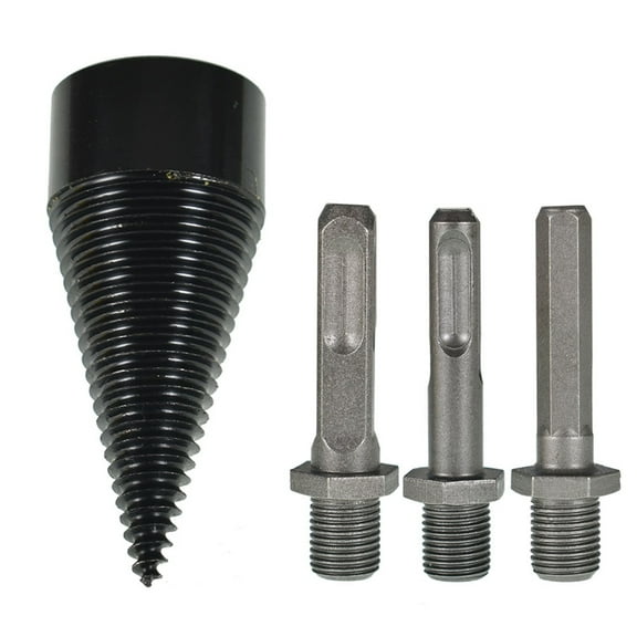 munirater Removable Wood Splitter Firewood Drill Bit, Screw Cone Driver Log Splitter High Speed Breaker Tool Woodworking Tools for Electric Drill, Hex Square Round (42mm)
