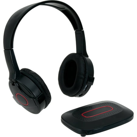 Onn Over-Ear Wireless Headphones with Transmitter, Mic, and Built-in FM Radio, Black (New Open