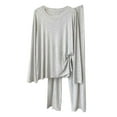 thumbnail image 2 of Loungewear Sets for Women Long Sleeve Tops and Wide Leg Pant Soft Comfy Loose Pajama 2 Piece Outfits New Tracksuit for Women Gray XXL, 2 of 3