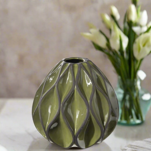 Florvine Ceramic Low Round Vase