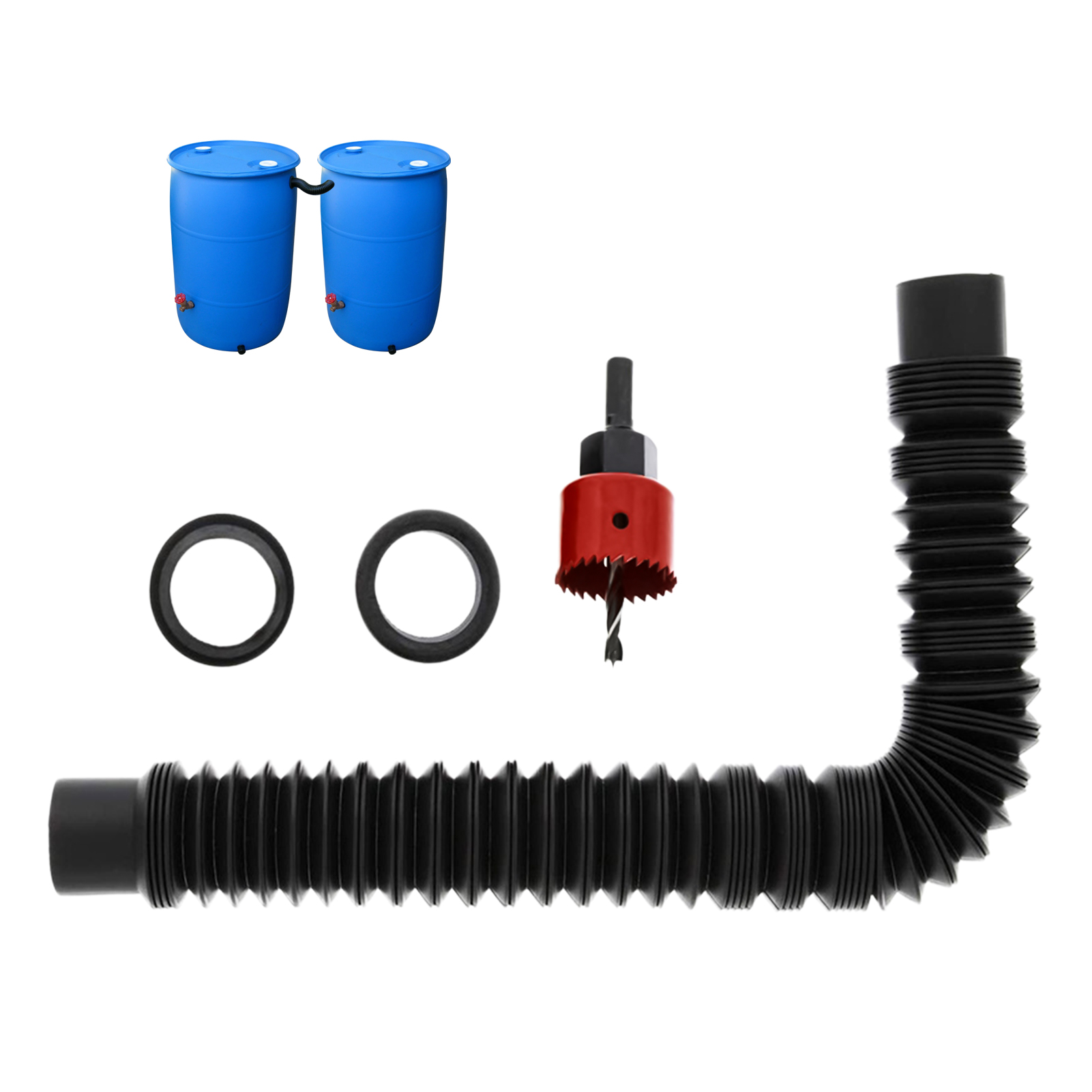 Rain Barrel Diverter Kit, Rain Barrel Linking Kit with 1.25" Hose