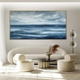 thumbnail image 3 of Abstract Blue Minimalist Painting Original Blue Sea Canvas Wall Art Abstract Textured Seascape Oil Painting White Sea Wave Textured Wall Art,Unstretched,Frameless,(71*142cm)28*56lnches, 3 of 5