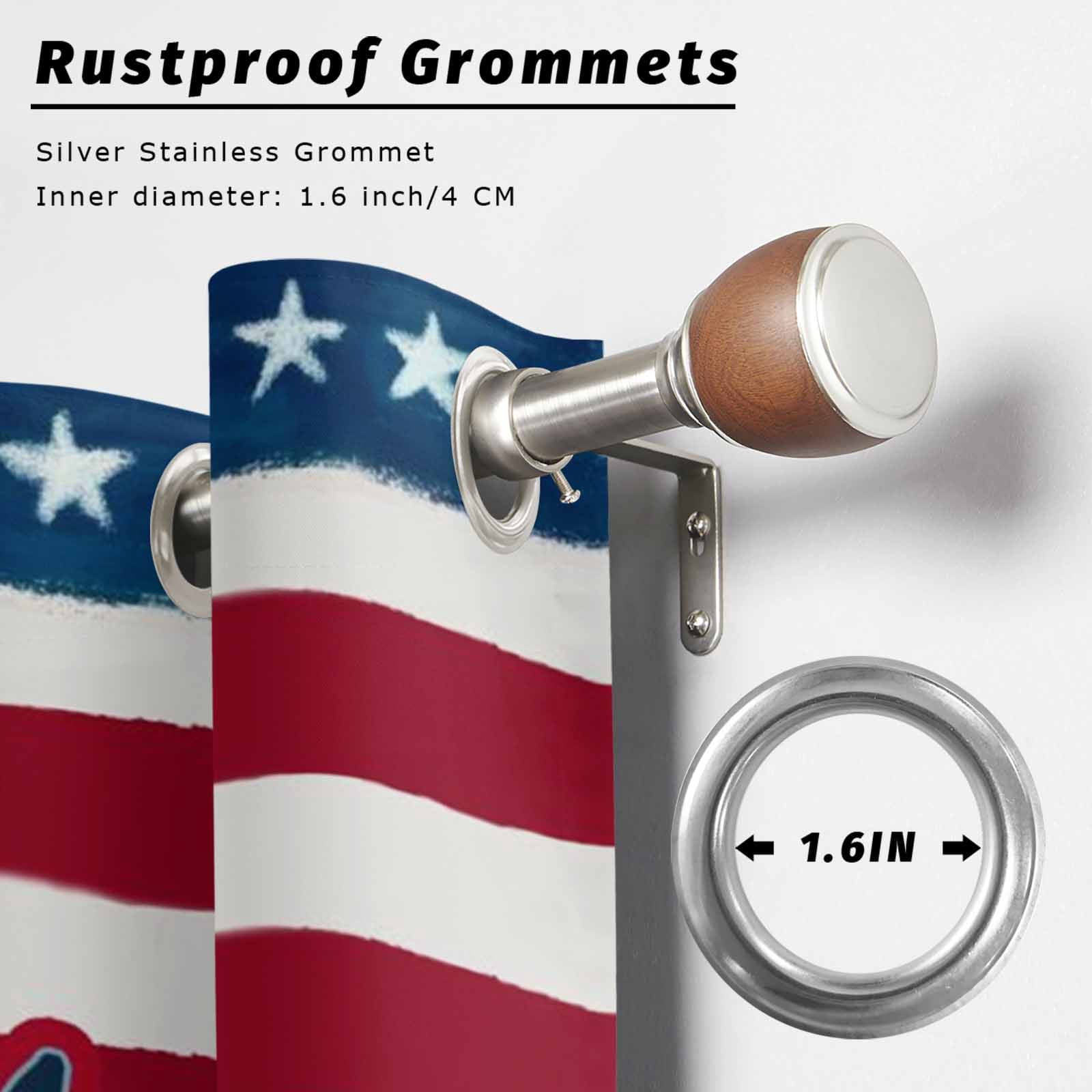 Silver Happy of 4th July Outdoor Curtains for Patio, Rustic Red Blue Star Stripes Sunshade Privacy Drapes Grommet Waterproof Outside Curtains for Porch/Cabana/Balcony 54"x 108", 1 Panel