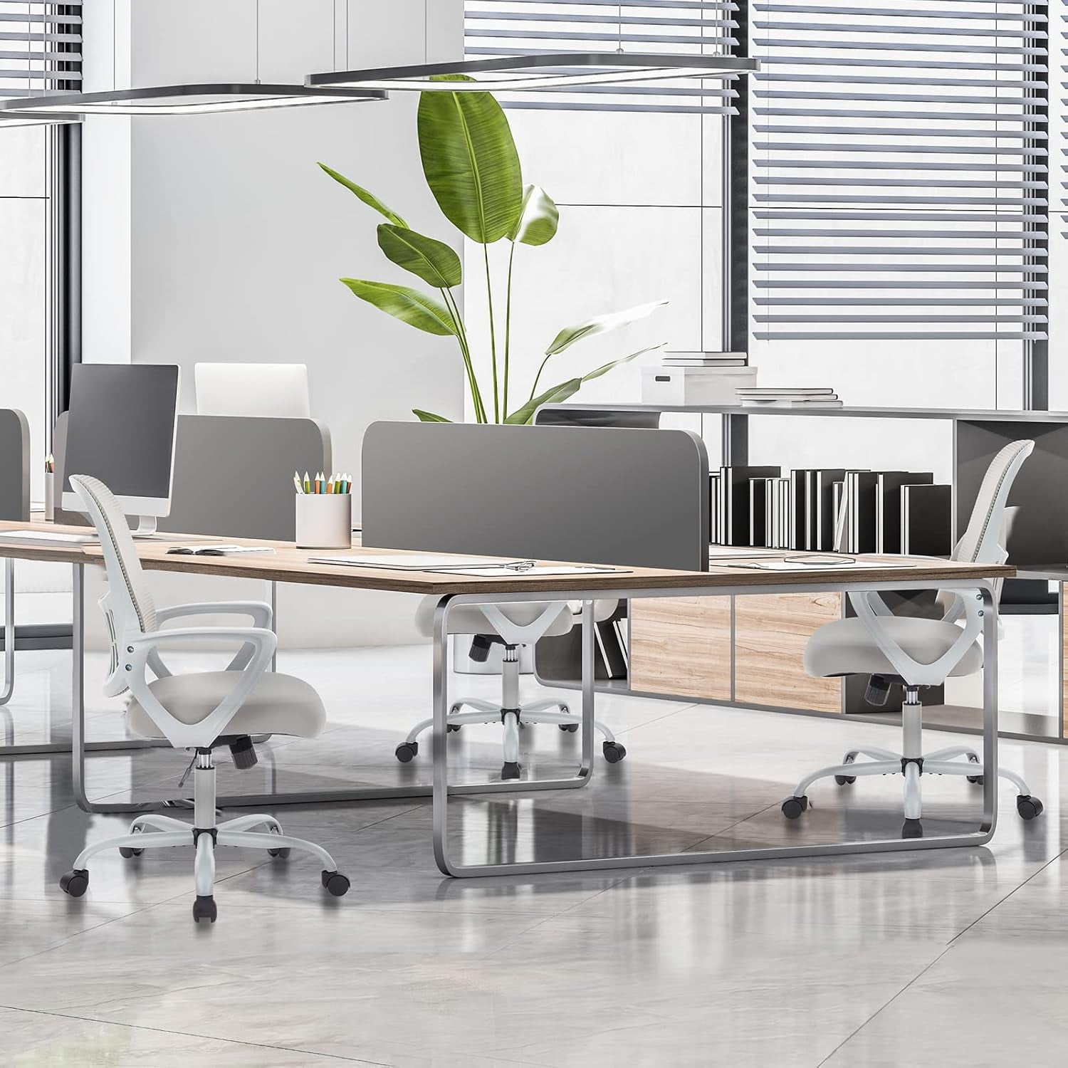 Ergonomic Mesh Office Chair with Lumbar Support - Adjustable Swivel Computer Chair, Grey