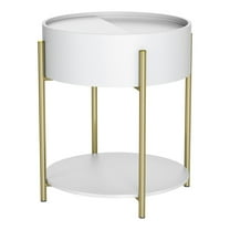 Furniture of America Haft Wood End Table with Hidden Storage in White