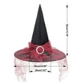 thumbnail image 6 of Zando Adult Witch Hats Wide Brim Party Wizard Hat Decor Rhinestone Pointed Hat with Veil Witch Costume, 6 of 6