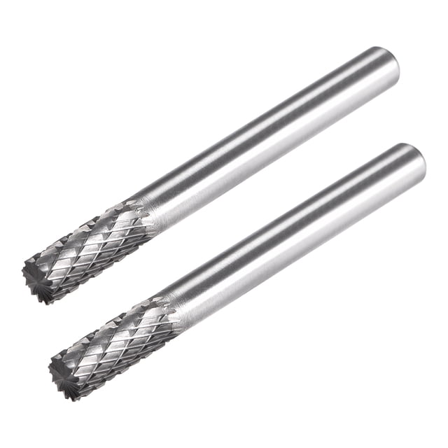 Unique Bargains Tungstène Carbure YG8 Double Coupe Rotatif Forme Cylindre 1/4 Pieds Tige 2 Pcs