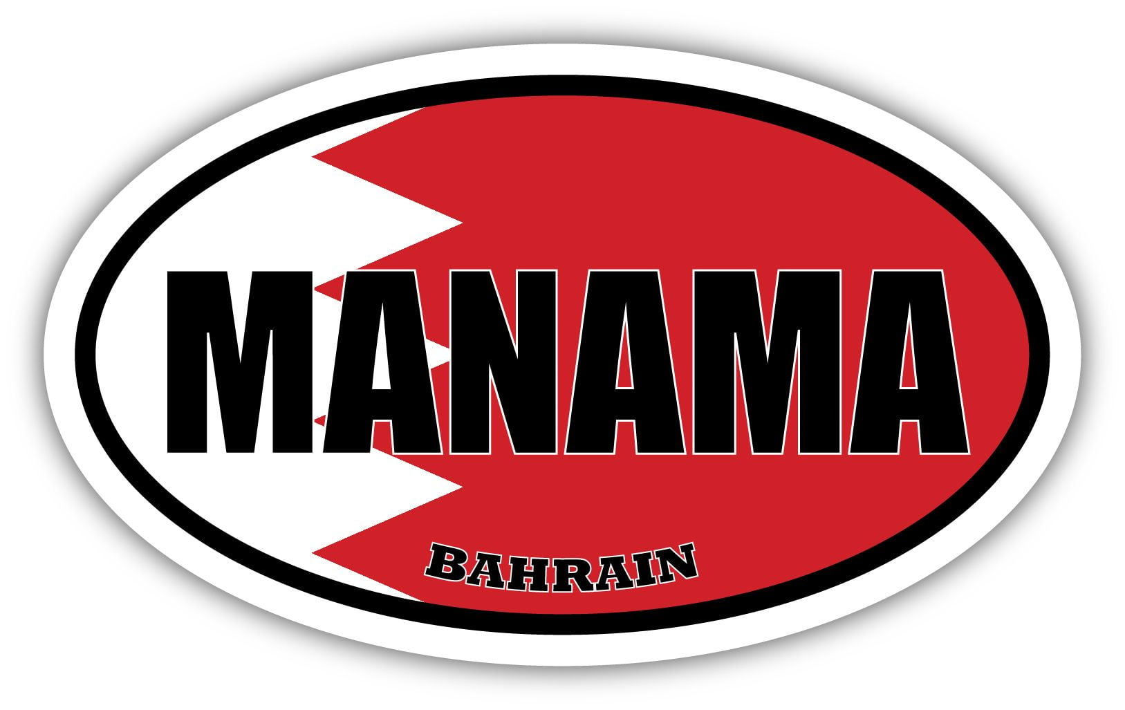 Manama Bahrain Flag Oval Decal Vinyl Bumper Sticker 3x5 inches
