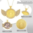 thumbnail image 4 of 8pcs Sublimation Rhinestone Necklace Blank Angel Wing Bezel Pendant Trays golden Silver Necklace Blank with Chain for DIY Necklace Making Cameo Photo Jewelry Craft, 4 of 6