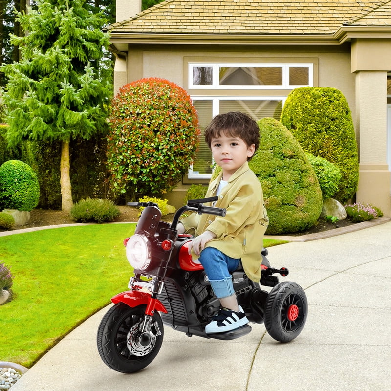 Bruce&Shark Kids Electric Motorcycle Ride-on Toy with Headlights, 3 Wheels Dual Motor Car for Children Boys Girls Blue