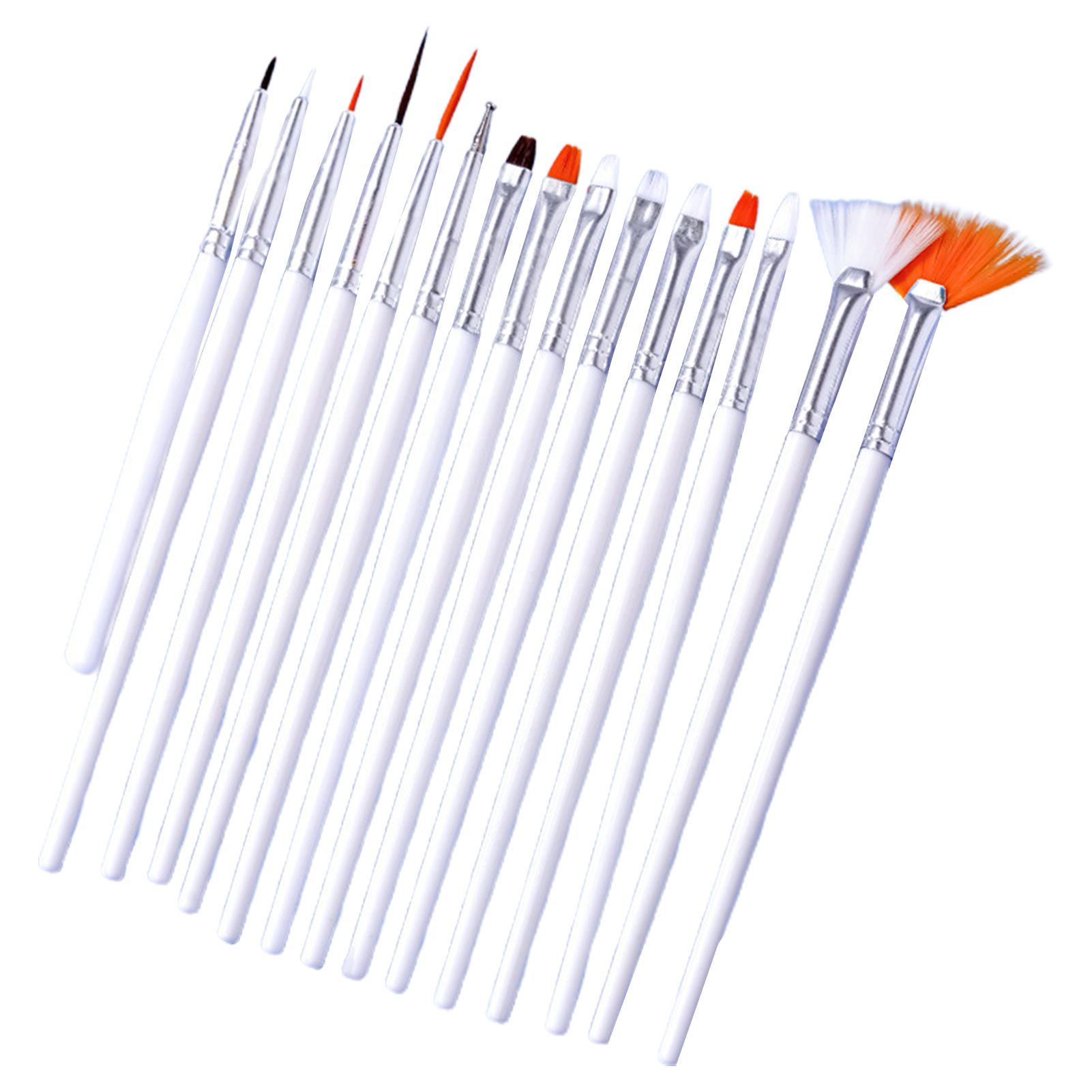 huanledash 15Pcs Nail Art Brush Kit Soft Bristles Fine Nib Nonshedding
