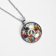 thumbnail image 4 of Peace symbol Glass Design Circular Pendant Necklace - Stylish Jewelry for Women, 4 of 5