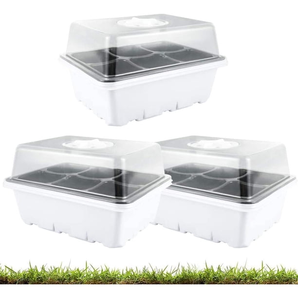 Caja de plántulas 5 Uds Bandejas De Inicio De Plántulas Bandejas De Plantas De Cúpula Ventiladas Kit De Propagación De Plántulas De Invernadero (6 Celdas Por Bandeja, 5 Uds) Muyoka Hogar