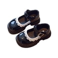 thumbnail image 2 of HAOTAGS Girls Princess Flats – Lace-Trimmed Soft Sole Casual Dress Shoes for Kids Black Size 12.5 Little Kids, 2 of 7