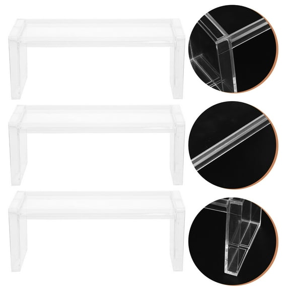3pcs Rectangular Clear Showcases Collectibles Display Stands Tabletop Display Racks