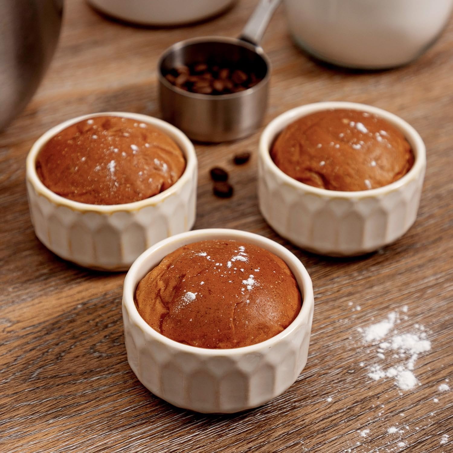Ramekin Dish Set of 6, 4 OZ Ramekin for Creme Brulee, Lava Cake, Pudding, Souffle, Dishwasher and Oven Safe, Porcelain Ramekins for Baking, Thanksgiving Christmas for Mother Father Women Men
