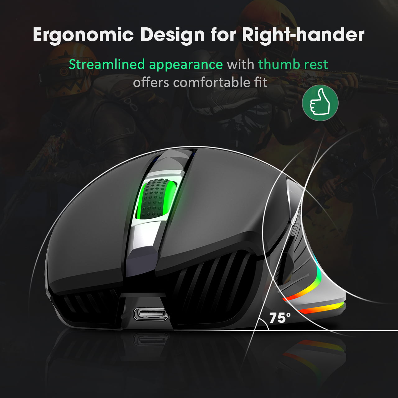 Rechargeable Dual Mode Customized RGB Mouse, Type C