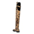 thumbnail image 3 of YDN Women Round Toe Thigh High Boots Low Chunky Platform Heels Buckle Strap Cutout Over the Knee Tall Boot Daily Fashion Dressy Shoes Size 5 Leopard, 3 of 4