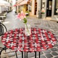 thumbnail image 6 of Christmas Round Tablecloth for 36-44 Inch Tables,Fitted Table Cover with Elastic Edge,Winter Snowflakes Red Black Buffalo Plaid Waterproof Outdoor Table Cloth Protector for Patio Garden Dinner Picnic, 6 of 9