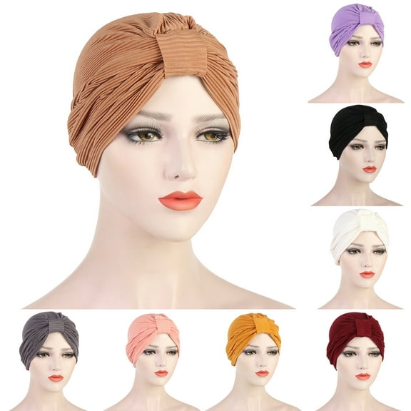 Visland Stretchy Foldable African Pattern Headwrap Pre-Tied Turban Knot Beanie Cap Headwrap Hat