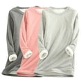 thumbnail image 4 of Aboser 3 Pack Thermal Lined Loungewear for Women Plus Size Sherpa Fleece Sweatshirts Warm Winter Crewneck Pullover Tops Solid Color Long Sleeve Undershirts, 4 of 6