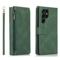 thumbnail image 2 of SaniMore Samsung Galaxy S22 Ultra Case (6.8" 2022) with Zipper Wallet & Wrist Strap & Magnetic Closure Card Slots Kickstand Slim Full-around Protective Business Cover for Galaxy S22 Ultra, Darkgreen, 2 of 15