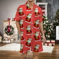 thumbnail image 2 of XIAONU Mens Pajamas Set Santa Claus Print Festive Loose Fit Loungewear Lapel Short Sleeve Top And Elastic Waist Shorts Sleepwear, 2 of 4