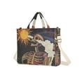 thumbnail image 7 of FORMRS Womens Corduroy Tote Bag Crossbody Shoulder Handbag with Pocket, Colorful Skeleton with Cloud, 7 of 7