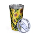 thumbnail image 2 of 16oz Tumblers Black Green Leaf Sunflower Pattern Stainless Steel Vacuum Insulated Double Wall Travel Tumbler Cups Mug with Lid and Straw,Cleaning Brush for Coffee,Tea, 2 of 4