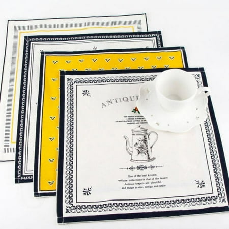 

13.7*12.2 In Simple Teapot Plate Small Flower Cotton Linen Mat Cloth Napkin Tea Towel