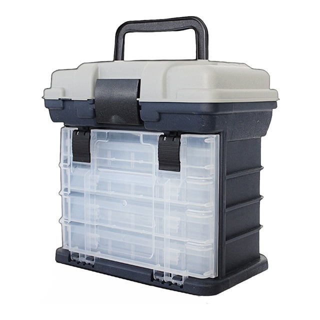 Fishing Tackle Boxes Portable Large Capacity Bait Accessory 4-layers Case Toolbox Organizer Custody Buckle Tool Kit Toolbox for Repair Outdoor Gear Gray