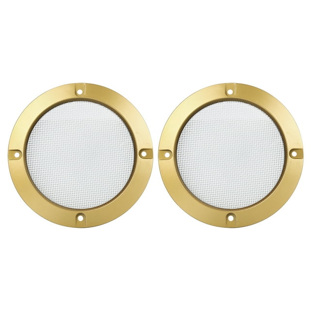 2uds 4'' Coche Brillante Audio Altavoz Cubierta Parrilla Cuerno Guardia Dorado Tono