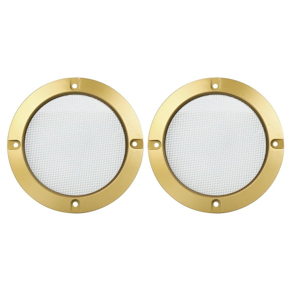 2uds 4'' Coche Brillante Audio Altavoz Cubierta Parrilla Cuerno Guardia Dorado Tono