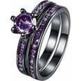 thumbnail image 1 of 2PC Stackable Rings for Women - Zirconia Gemstone Rhinestone Studded Promise Rings Jewelry Gifts Size 5-12, 1 of 4