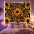 thumbnail image 2 of Golden Sunflowers Around Leopard Spots and Striped Leaves, Dramatic Boho for Flower Lovers, Botanical Wall Art, New Home Gift, Tapestry Wall Hanging for Living Room and Studio, 2 of 7