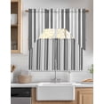 thumbnail image 2 of Grey Stripe Kitchen Curtain and Valance Set 3 Pieces, Rod Pocket Short Tier Curtains 24 Inch Length, Farmhouse Minimalist Striped Swag Topper Small Window Treatment for Cafe Bathroom Bedroom, 2 of 6